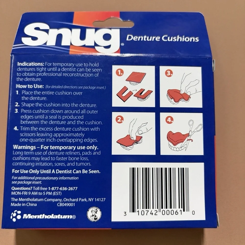 1 x Snug Denture Cushions Large Size 2 Cushions New HTF Discontinued Rare